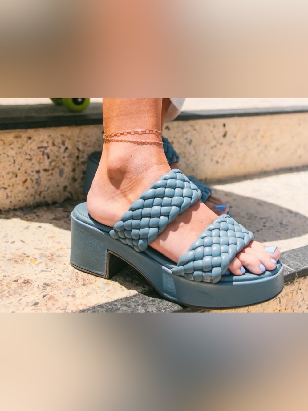 Seychelles Women's Platform Braided Preppy Blue Leather Sandals, Size 8 M, NWT - Picture 3 of 12
